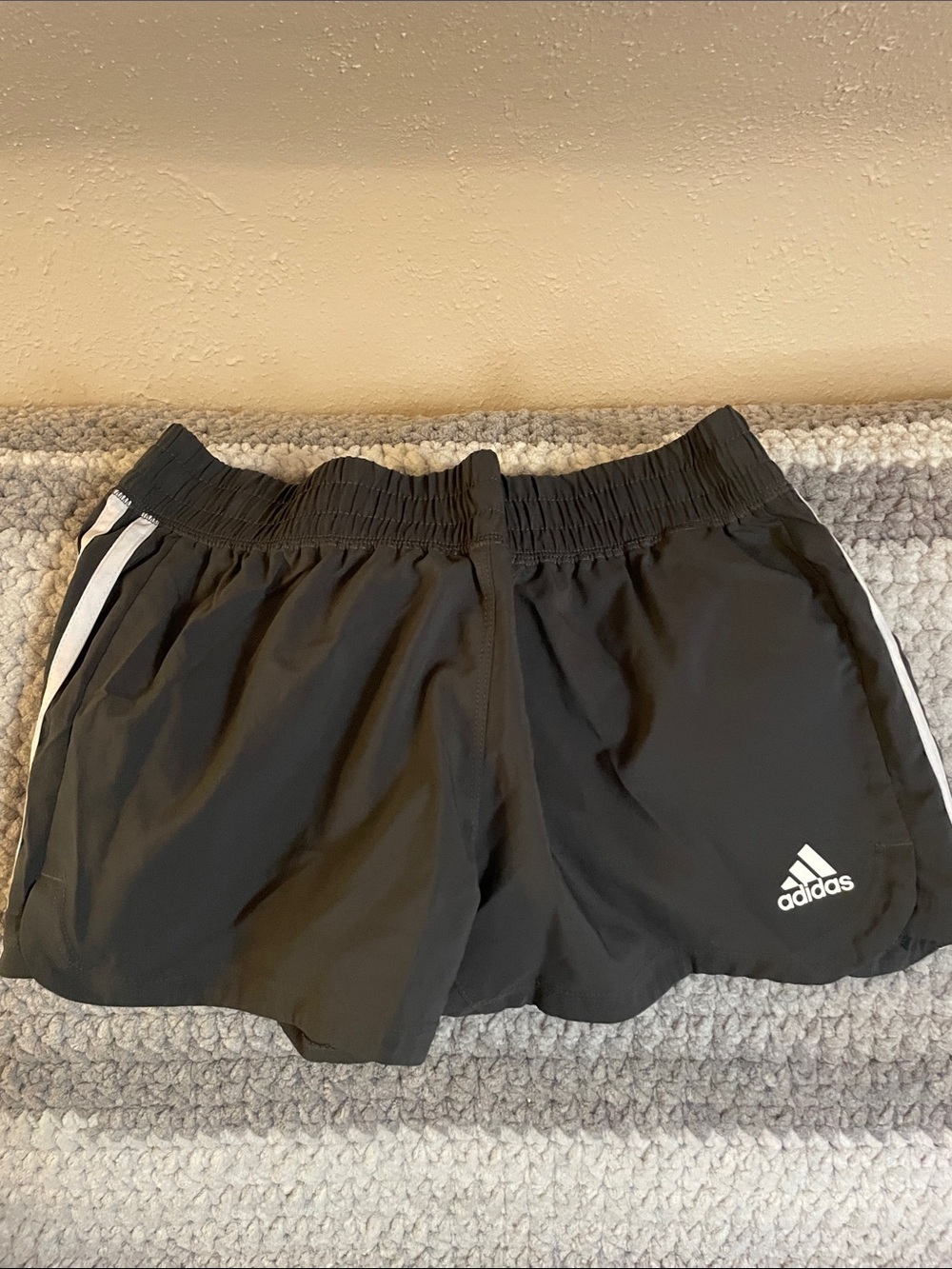 adidas Black Running Shorts with White Side Stripes